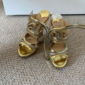 Jimmy Choo Metallic Gold Strappy Sandals